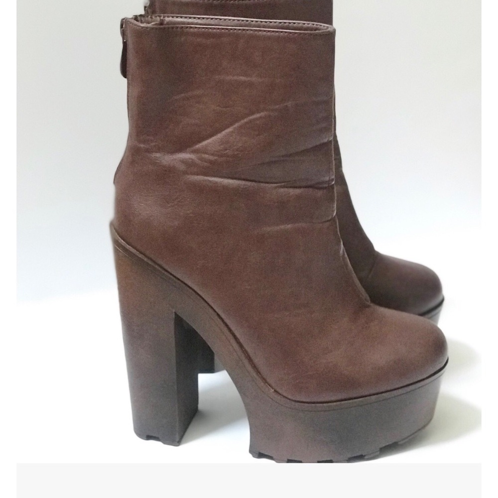 BROWN FAUX LEATHER BOOTS